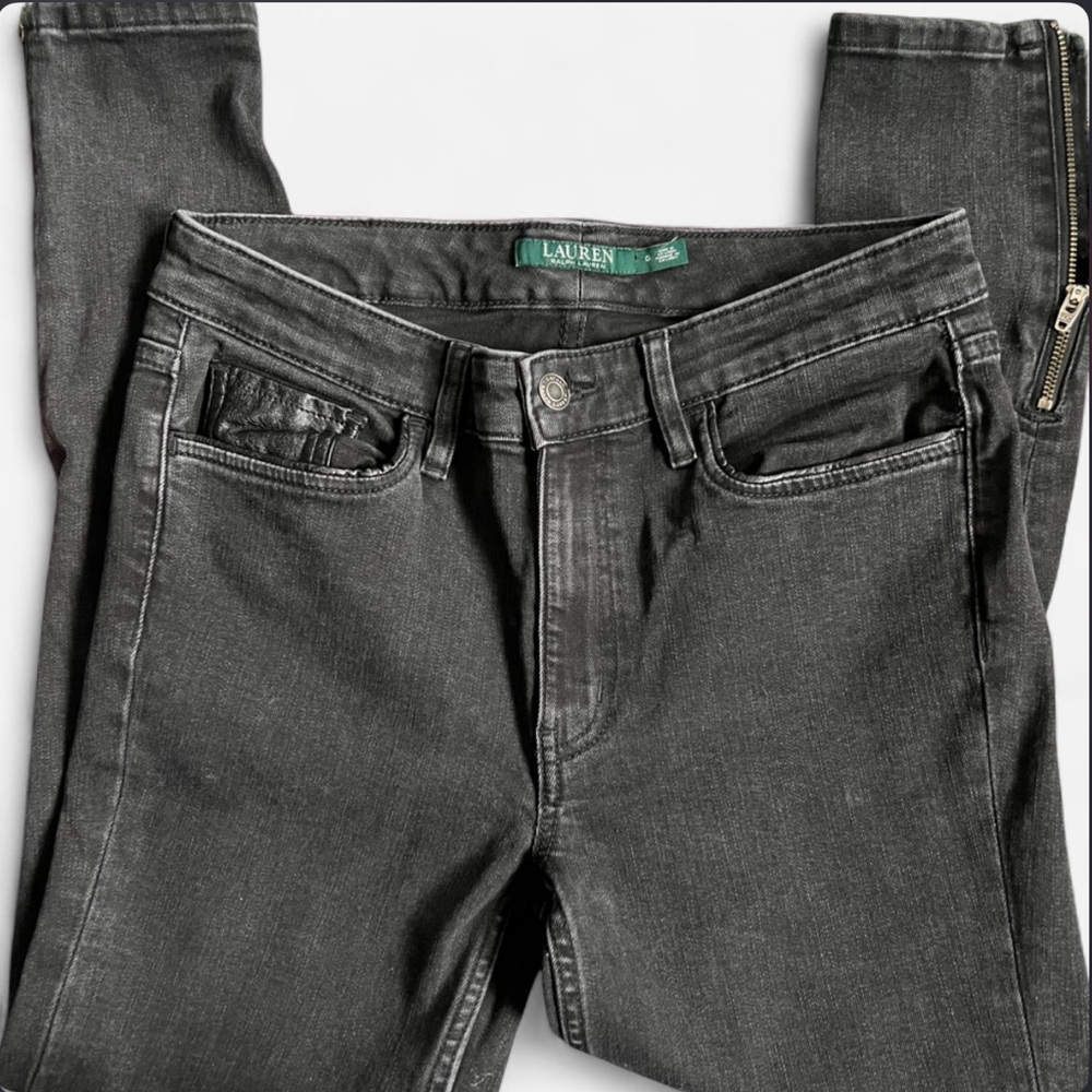 NWOT Lauren Ralph Lauren Black Zip Ankle Skinny Jeans Size 6